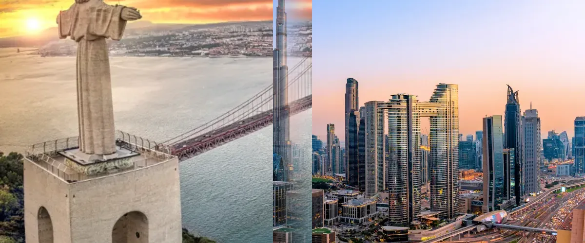 Dubai skyline vs. Lisbon Cristo Rei — your European plan B